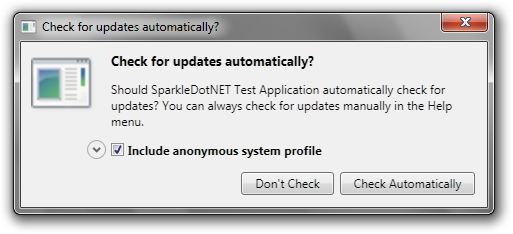 SparkleDotNET's check for updates prompt